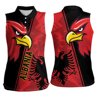 Albania Eagle Women Sleeveless Polo Shirt National Emblem Grunge Pattern - Wonder Print Shop