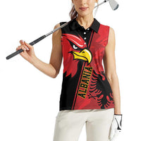 Albania Eagle Women Sleeveless Polo Shirt National Emblem Grunge Pattern - Wonder Print Shop