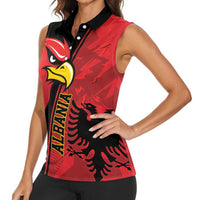 Albania Eagle Women Sleeveless Polo Shirt National Emblem Grunge Pattern - Wonder Print Shop
