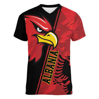Albania Eagle Women V-Neck T-Shirt National Emblem Grunge Pattern - Wonder Print Shop