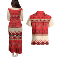 Folk Albanian Patterns Eagle Couples Matching Puletasi and Hawaiian Shirt - Wonder Print Shop