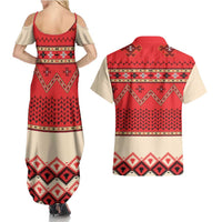 Folk Albanian Patterns Eagle Couples Matching Summer Maxi Dress and Hawaiian Shirt - Wonder Print Shop