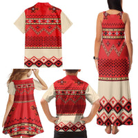 Folk Albanian Patterns Eagle Family Matching Tank Maxi Dress and Hawaiian Shirt - Wonder Print Shop