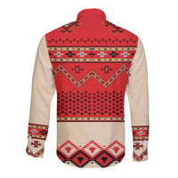 Folk Albanian Patterns Eagle Long Sleeve Button Shirt - Wonder Print Shop