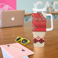 Folk Albanian Patterns Eagle Tumbler With Handle - Wonder Print Shop