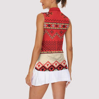 Folk Albanian Patterns Eagle Women Sleeveless Polo Shirt - Wonder Print Shop