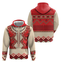 Folk Albanian Patterns Eagle Zip Hoodie - Wonder Print Shop