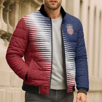 Custom USA Soccer Spirit Bomber Puffer Jacket Abstract Stars Style - Wonder Print Shop