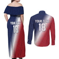 Custom USA Soccer Spirit Couples Matching Off Shoulder Maxi Dress and Long Sleeve Button Shirt Abstract Stars Style - Wonder Print Shop