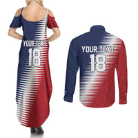 Custom USA Soccer Spirit Couples Matching Summer Maxi Dress and Long Sleeve Button Shirt Abstract Stars Style - Wonder Print Shop