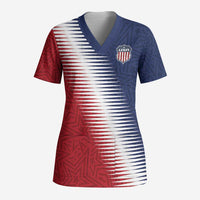 Custom USA Soccer Spirit Scrub Top Abstract Stars Style - Wonder Print Shop