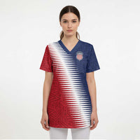 Custom USA Soccer Spirit Scrub Top Abstract Stars Style - Wonder Print Shop