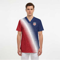 Custom USA Soccer Spirit Scrub Top Abstract Stars Style - Wonder Print Shop