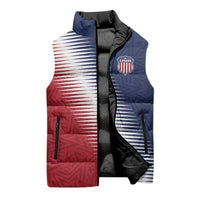 Custom USA Soccer Spirit Sleeveless Puffer Jacket Abstract Stars Style - Wonder Print Shop