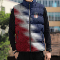 Custom USA Soccer Spirit Sleeveless Puffer Jacket Abstract Stars Style - Wonder Print Shop