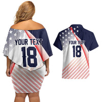 Custom USA Soccer Couples Matching Off Shoulder Short Dress and Hawaiian Shirt Play With Pride - Wonder Print Shop