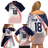 Custom USA Soccer Family Matching Off Shoulder Short Dress and Hawaiian Shirt Play With Pride - Wonder Print Shop