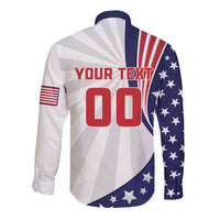 Custom United States Ice Hockey Long Sleeve Button Shirt USA Go Champions