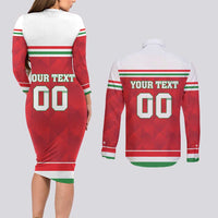 Custom Hungary Hockey Couples Matching Long Sleeve Bodycon Dress and Long Sleeve Button Shirt Magyarorszag Sporty Style