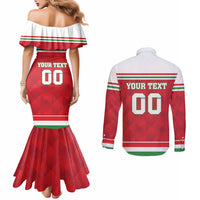 Custom Hungary Hockey Couples Matching Mermaid Dress and Long Sleeve Button Shirt Magyarorszag Sporty Style