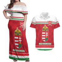 Custom Hungary Hockey Couples Matching Off Shoulder Maxi Dress and Hawaiian Shirt Magyarorszag Sporty Style