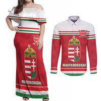 Custom Hungary Hockey Couples Matching Off Shoulder Maxi Dress and Long Sleeve Button Shirt Magyarorszag Sporty Style