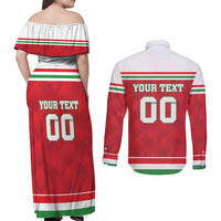 Custom Hungary Hockey Couples Matching Off Shoulder Maxi Dress and Long Sleeve Button Shirt Magyarorszag Sporty Style
