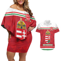 Custom Hungary Hockey Couples Matching Off Shoulder Short Dress and Hawaiian Shirt Magyarorszag Sporty Style