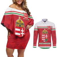 Custom Hungary Hockey Couples Matching Off Shoulder Short Dress and Long Sleeve Button Shirt Magyarorszag Sporty Style