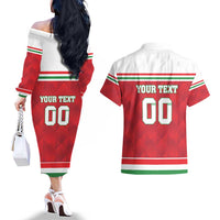 Custom Hungary Hockey Couples Matching Off The Shoulder Long Sleeve Dress and Hawaiian Shirt Magyarorszag Sporty Style
