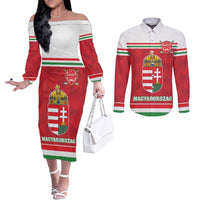 Custom Hungary Hockey Couples Matching Off The Shoulder Long Sleeve Dress and Long Sleeve Button Shirt Magyarorszag Sporty Style