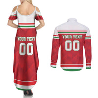 Custom Hungary Hockey Couples Matching Summer Maxi Dress and Long Sleeve Button Shirt Magyarorszag Sporty Style