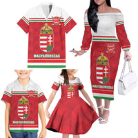 Custom Hungary Hockey Family Matching Off The Shoulder Long Sleeve Dress and Hawaiian Shirt Magyarorszag Sporty Style