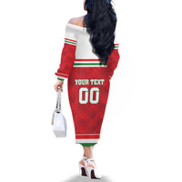 Custom Hungary Hockey Family Matching Off The Shoulder Long Sleeve Dress and Hawaiian Shirt Magyarorszag Sporty Style