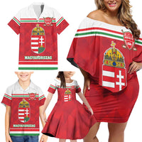 Custom Hungary Hockey Family Matching Off Shoulder Short Dress and Hawaiian Shirt Magyarorszag Sporty Style