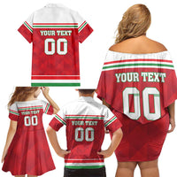 Custom Hungary Hockey Family Matching Off Shoulder Short Dress and Hawaiian Shirt Magyarorszag Sporty Style