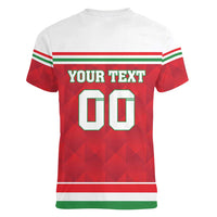 Custom Hungary Hockey Women V-Neck T-Shirt Magyarorszag Sporty Style