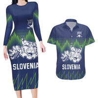 Custom Slovenia Hockey Couples Matching Long Sleeve Bodycon Dress and Hawaiian Shirt Slovenija Lynx Mascot