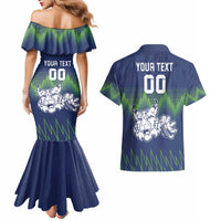 Custom Slovenia Hockey Couples Matching Mermaid Dress and Hawaiian Shirt Slovenija Lynx Mascot
