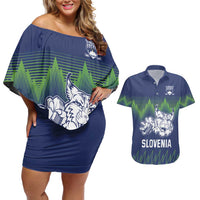 Custom Slovenia Hockey Couples Matching Off Shoulder Short Dress and Hawaiian Shirt Slovenija Lynx Mascot