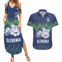 Custom Slovenia Hockey Couples Matching Summer Maxi Dress and Hawaiian Shirt Slovenija Lynx Mascot