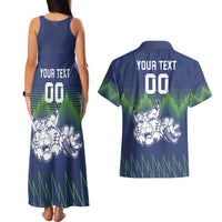 Custom Slovenia Hockey Couples Matching Tank Maxi Dress and Hawaiian Shirt Slovenija Lynx Mascot