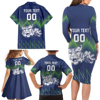Custom Slovenia Hockey Family Matching Long Sleeve Bodycon Dress and Hawaiian Shirt Slovenija Lynx Mascot