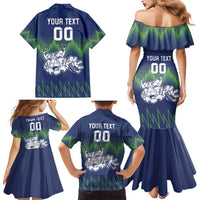 Custom Slovenia Hockey Family Matching Mermaid Dress and Hawaiian Shirt Slovenija Lynx Mascot