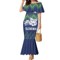 Custom Slovenia Hockey Family Matching Mermaid Dress and Hawaiian Shirt Slovenija Lynx Mascot