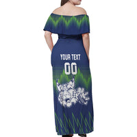 Custom Slovenia Hockey Family Matching Off Shoulder Maxi Dress and Hawaiian Shirt Slovenija Lynx Mascot
