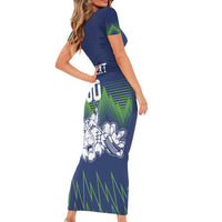 Custom Slovenia Hockey Family Matching Short Sleeve Bodycon Dress and Hawaiian Shirt Slovenija Lynx Mascot