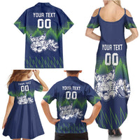Custom Slovenia Hockey Family Matching Summer Maxi Dress and Hawaiian Shirt Slovenija Lynx Mascot
