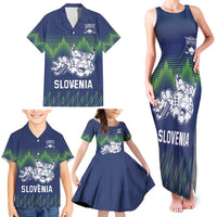 Custom Slovenia Hockey Family Matching Tank Maxi Dress and Hawaiian Shirt Slovenija Lynx Mascot