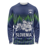 Custom Slovenia Hockey Long Sleeve Shirt Slovenija Lynx Mascot
